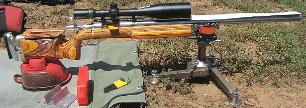 F-Class Open Target Rifle with 12-42x56mm Nightforce Scope.