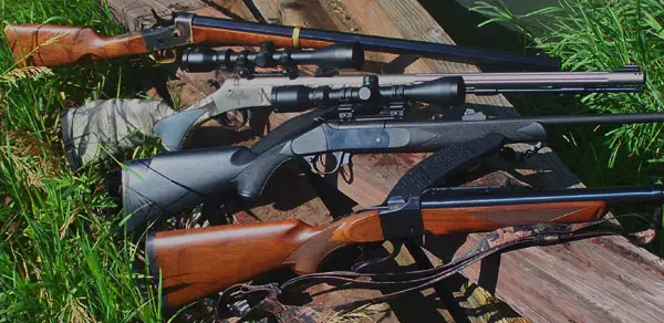 A selecton of single shot hunting rifles