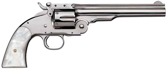 Uberti Nickel Finish .38 Special 1875 No. 3 Top Break 2nd Model Schofield Revolver
